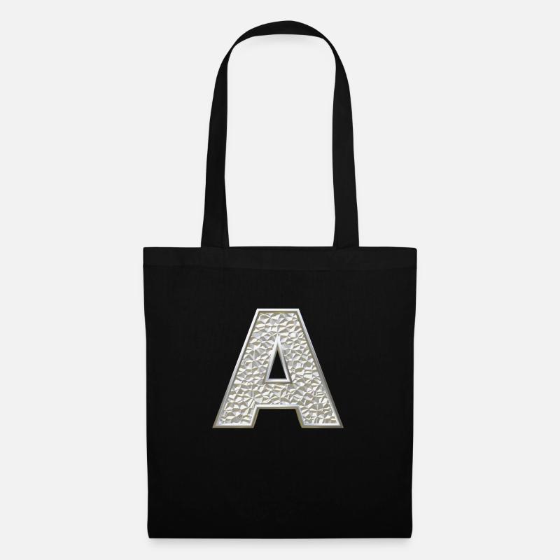 A, lettre, lettre A, initiale, initiale A, monogramme, - Sac en tissu - noir
