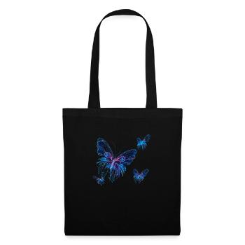 Butterfly, leuchtende Schmetterlinge - Stoffbeutel - Schwarz - Vorne