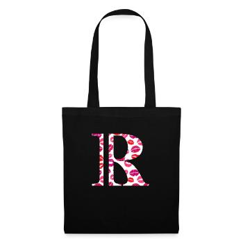 Lettre r bisous - Sac en tissu - noir - Devant