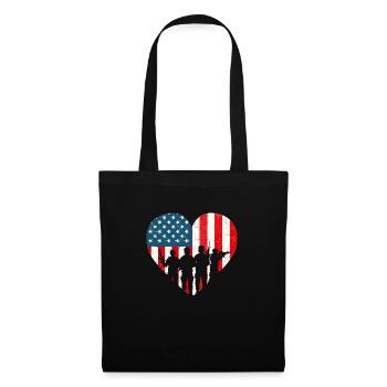 US Flag Heart Soldiers - Patriotische Veteranen - Stoffbeutel - Schwarz - Vorne