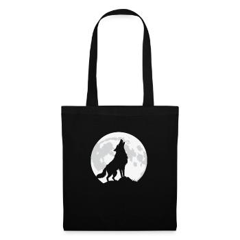 Heulender Wolf unter Vollmond - PNG - Stoffbeutel - Schwarz - Vorne