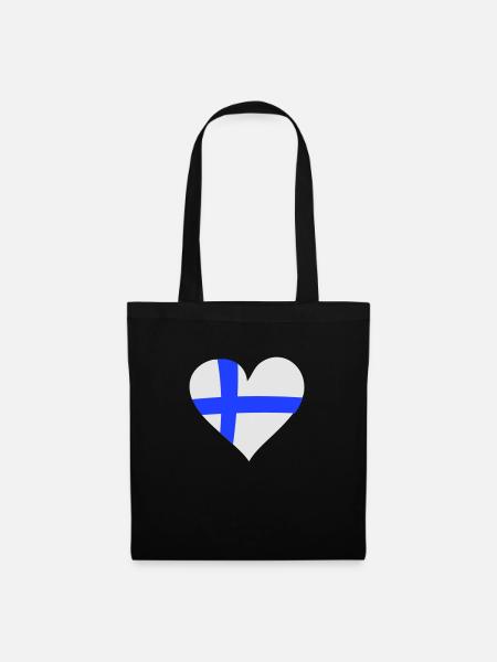 Finnland Herz - Stoffbeutel - Schwarz