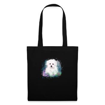 Maltais, chien, blanc, peinture, graffiti, bleu - Sac en tissu - noir - Devant