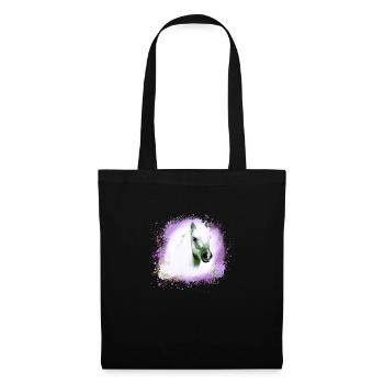 poney, bleu, shettland, cheval, poney, poney blanc - Sac en tissu - noir - Devant