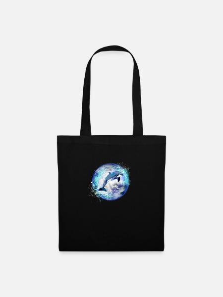 delfin, erde, malerei,blau,delfine,meer,planet - Stoffbeutel - Schwarz