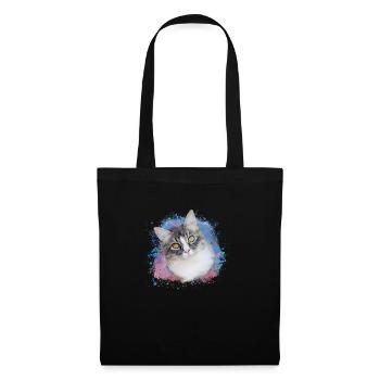 cat, colorful, watercolor, art, painting, graffiti, yellow - Tote Bag - black - Front