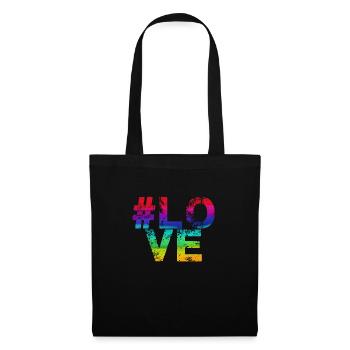 lovve,bunt,regenbogen,love,lgbt,hashtag - Stoffbeutel - Schwarz - Vorne