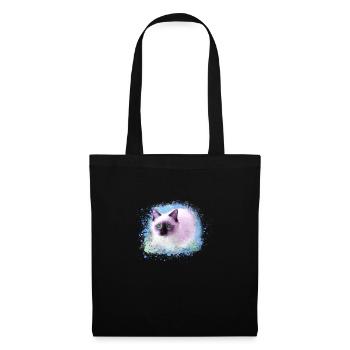 chat, bleu, aquarelle, peinture, graffiti, chaton - Sac en tissu - noir - Devant