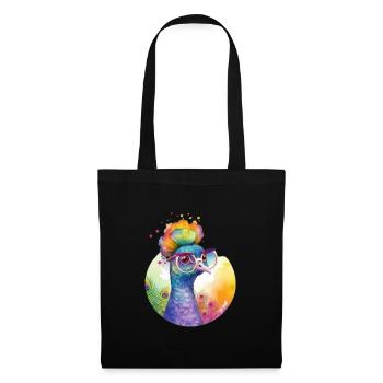 Colorful cool peacock with glasses - Tote Bag - black - Front