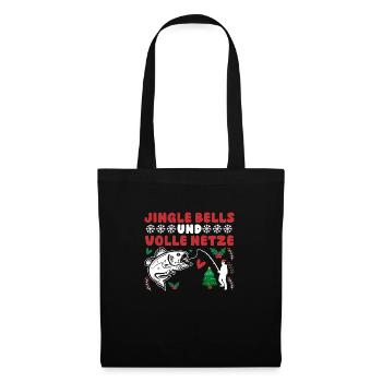 Weihnachtsmann Angeln Weihnachtsfest Weihnachten - Stoffbeutel - Schwarz - Vorne