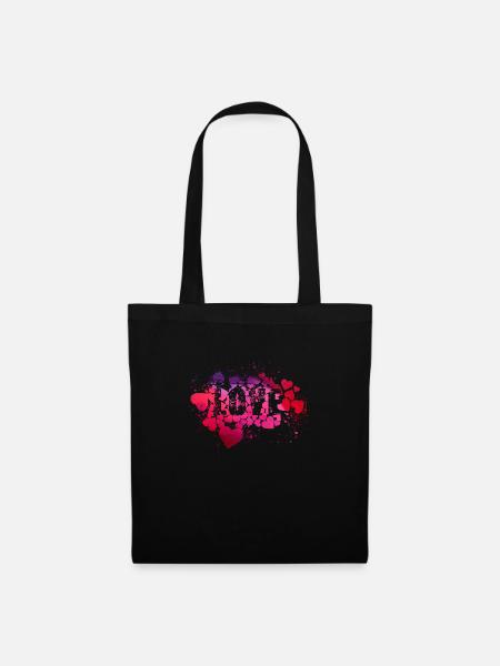 herzen,herz,liebe, love, rot, illustration,graffit - Stoffbeutel - Schwarz
