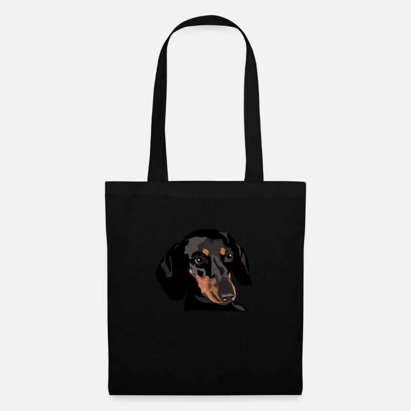 Dachshund Head - Tote Bag - black