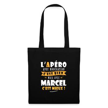 Marcel Apero T shirt Humour personnalisé marcel - Sac en tissu - noir - Devant