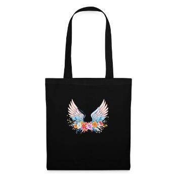 angelwings,engelsflügel,graffiti,bunt,blumen - Stoffbeutel - Schwarz - Vorne