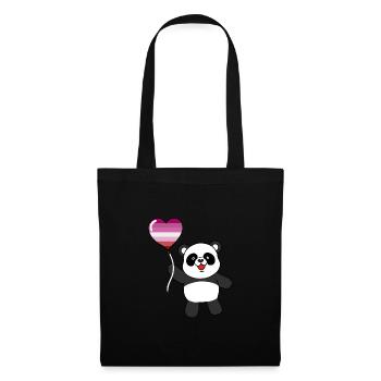 Panda Lesbian Herzballon - Stoffbeutel - Schwarz - Vorne