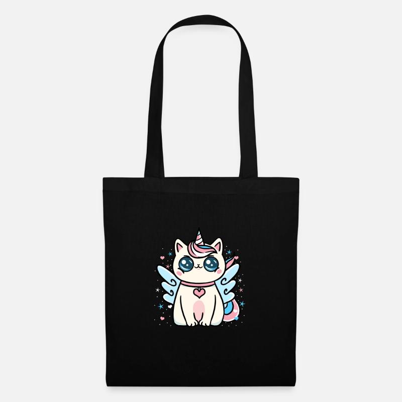 Transgender Katzen Einhorn Trans Pride - Stoffbeutel - Schwarz
