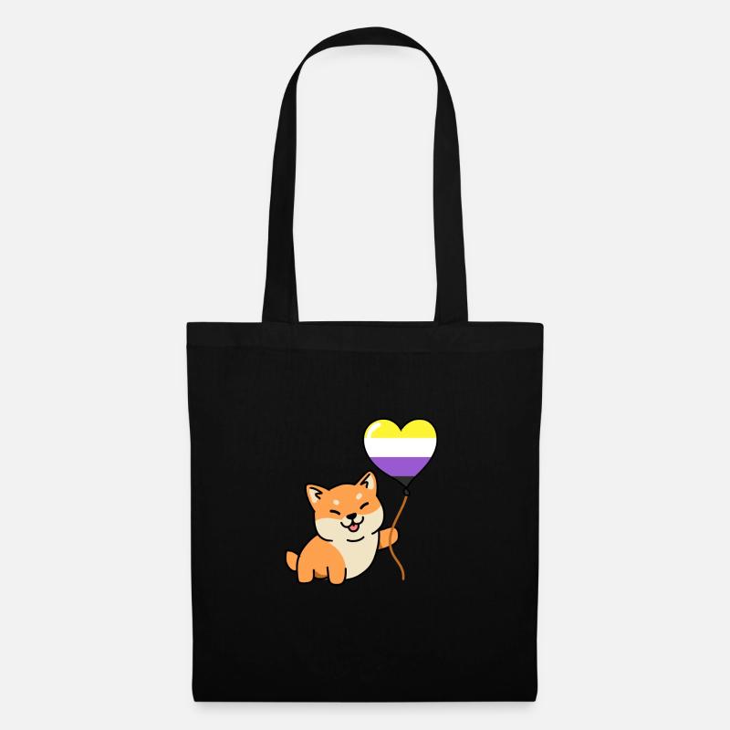 Shiba Inu Nonbinary Pride Ballon Nonbinary Pride - Stoffbeutel - Schwarz