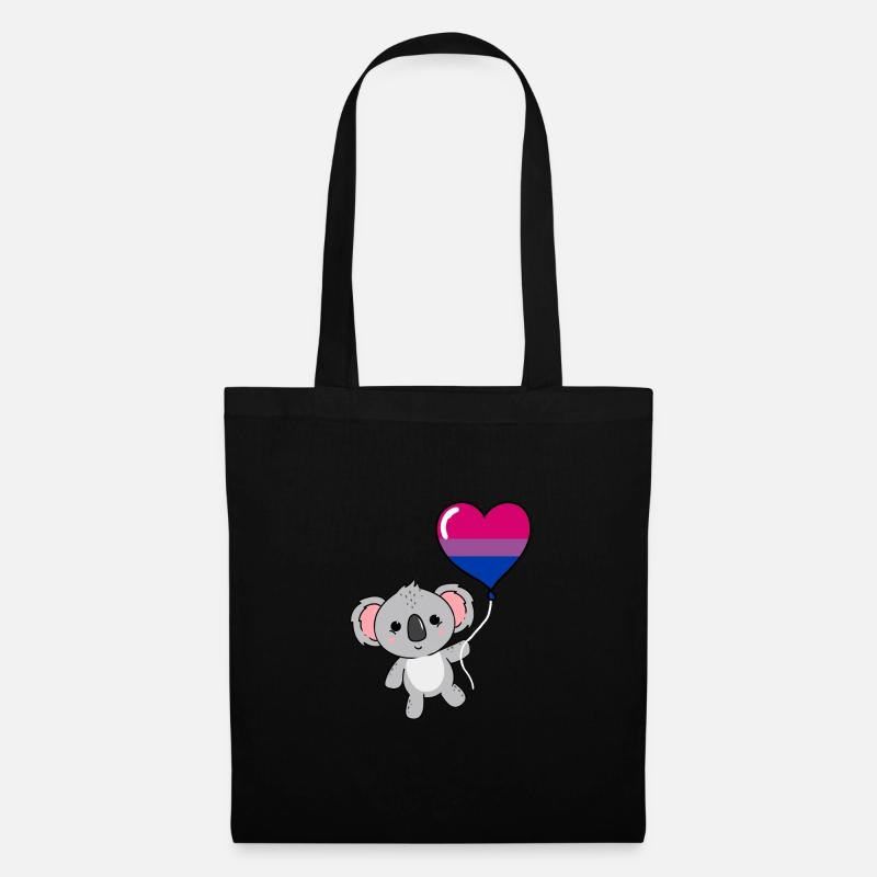 Koala Herzballon Bisexual Pride - Stoffbeutel - Schwarz