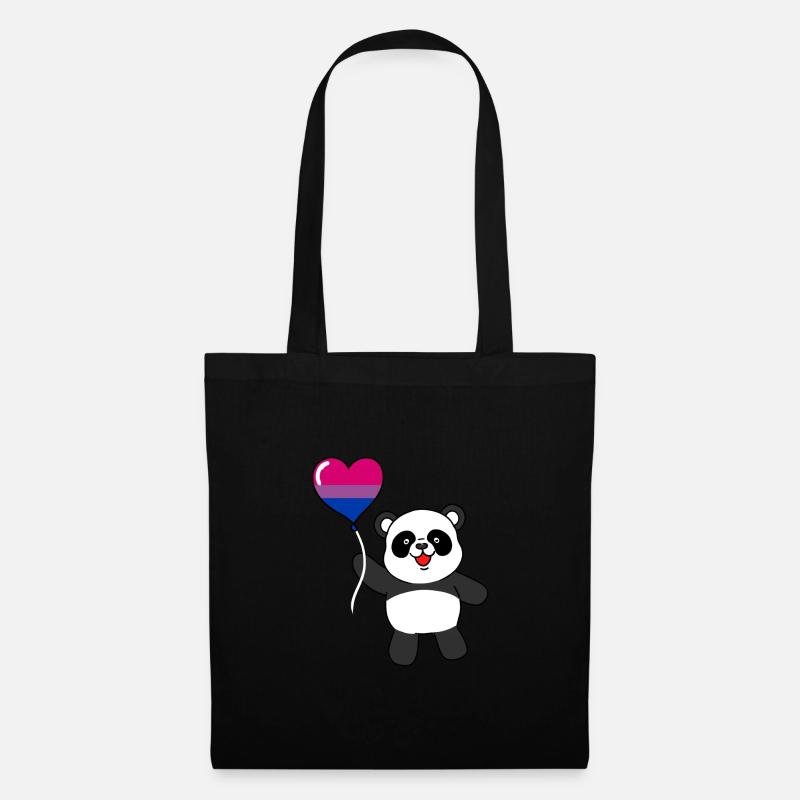 Panda Bisexual Pride Heart Balloon - Tote Bag - black