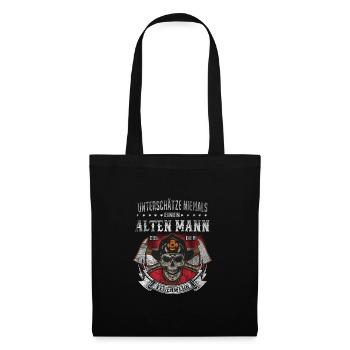 Unterschätze nie ein alten Mann bei der Feuerwehr - Stoffbeutel - Schwarz - Vorne
