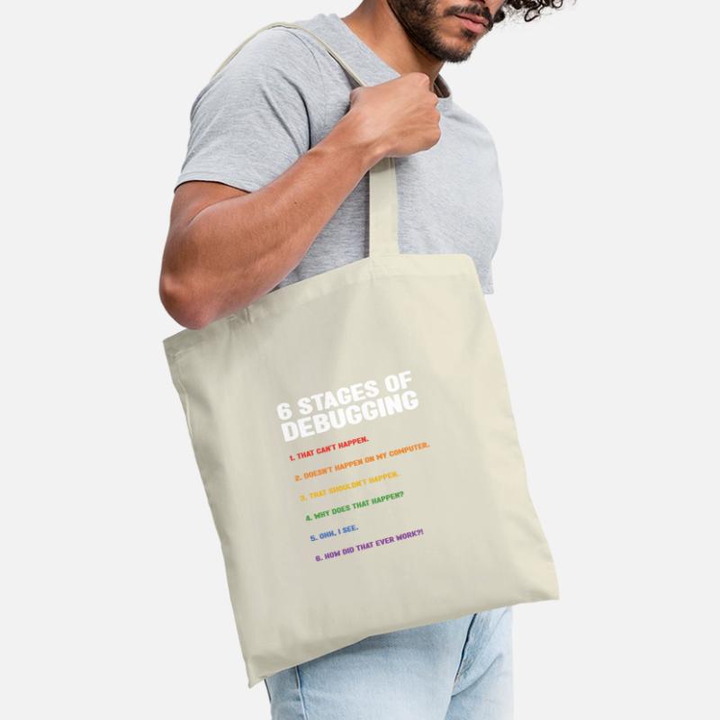 6 Stages Of Debugging Coder Programmer Software De Stoffbeutel