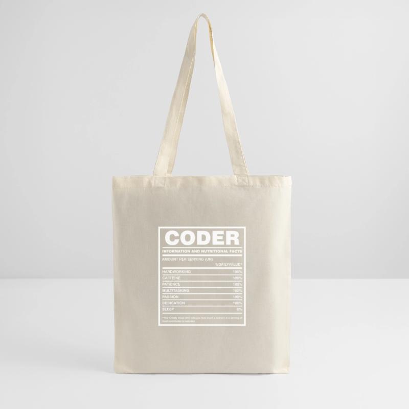 Coder Nutritional Facts Coder Programmer Computer Stoffbeutel