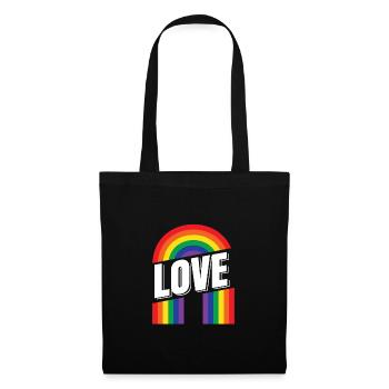 Pride Heart Lgbtq Bisexual Rainbow Love Transgende - Stoffbeutel - Schwarz - Vorne
