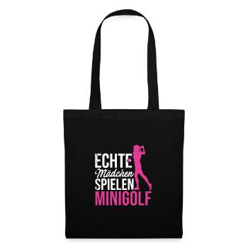 Echte Mädchen Spielen Minigolf Golfspieler Golfen - Stoffbeutel - Schwarz - Vorne