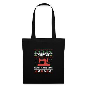 Christmas Graphic Knitting Wool Quilting Stitching - Stoffbeutel - Schwarz - Vorne