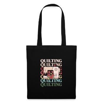 Retro Graphic Knitting Wool Quilting Stitching Sew - Stoffbeutel - Schwarz - Vorne