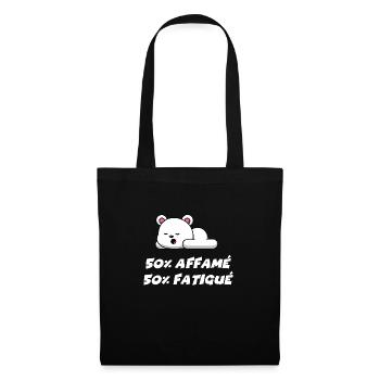 50% affamé 50% fatigué - Sac en tissu - noir - Devant