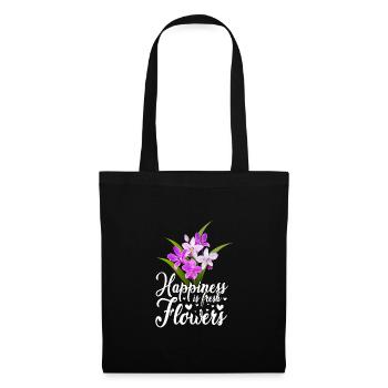 Happiness Is Fresh Flowers Gardener Botancial Plan - Stoffbeutel - Schwarz - Vorne