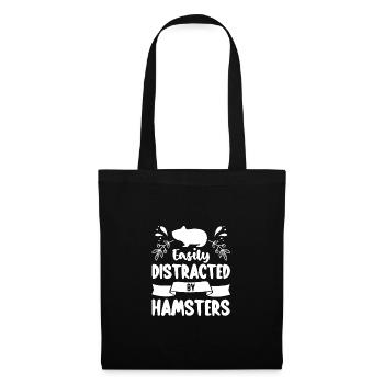 Easily Distracted By Hamsters Animal Lover Hamster - Stoffbeutel - Schwarz - Vorne