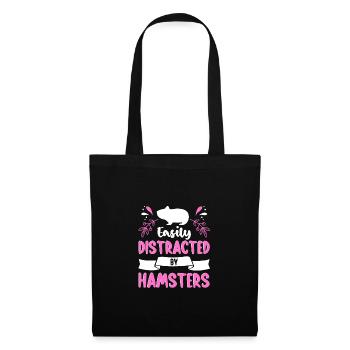 Easily Distracted By Hamsters Animal Lover Hamster - Stoffbeutel - Schwarz - Vorne