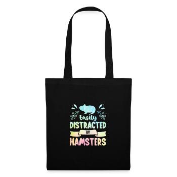 Easily Distracted By Hamsters Animal Lover Hamster - Stoffbeutel - Schwarz - Vorne