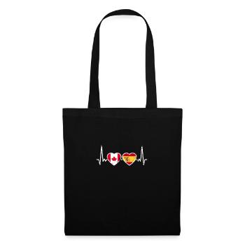 Canada Espagne Vintage Heartbeat Drapeau Canadien - Sac en tissu - noir - Devant