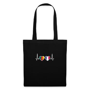 Cameroon France Vintage Heartbeat Flag - Tote Bag - black - Front