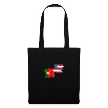 Portugal USA Flagge Amerikaner Portugiese - Stoffbeutel - Schwarz - Vorne