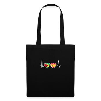 Guyane Espagne Vintage Heartbeat drapeau guyanais - Sac en tissu - noir - Devant