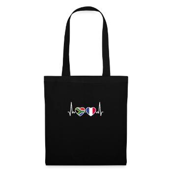 Afrique du Sud France Heartbeat Flag - Sac en tissu - noir - Devant