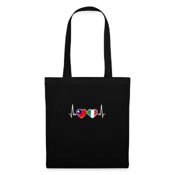 Taiwan Italy Vintage Heartbeat Flag Taiwanese - Tote Bag - black - Front
