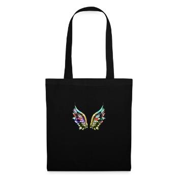 wing fishing wings,wings,watercolor,gray,angel wings - Tote Bag - black - Front