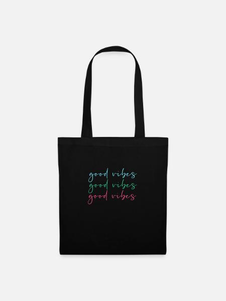 good vibes,bunt,schrift,schreibschrift - Stoffbeutel - Schwarz