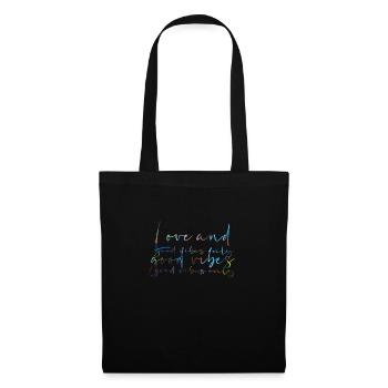 amour et bonnes vibrations, bonnes vibrations, colorées, police - Sac en tissu - noir - Devant