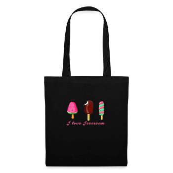 crème glacée, crème glacée, j’adore la crème glacée, crème glacée avec style, glace à l’eau - Sac en tissu - noir - Devant