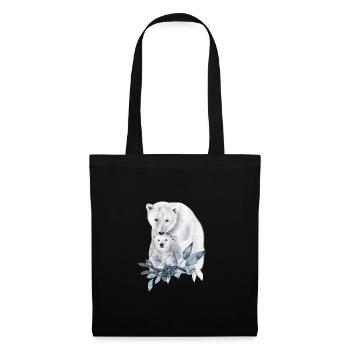 Ours polaires décorés de plantes d’hiver - Sac en tissu - noir - Devant