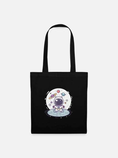 cat astronaut, galaxy cat - Stoffbeutel - Schwarz