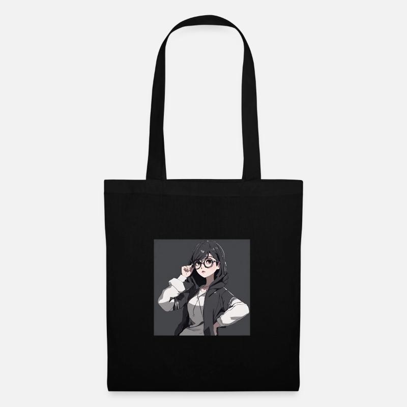 Anime-Geek-Mädchen - Stoffbeutel - Schwarz