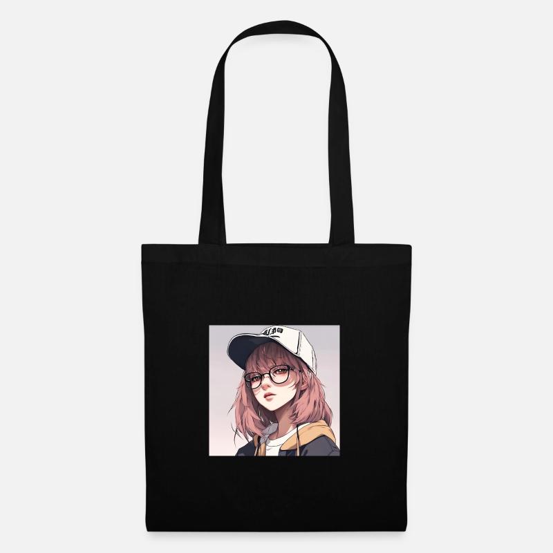 Anime-Geek-Mädchen - Stoffbeutel - Schwarz