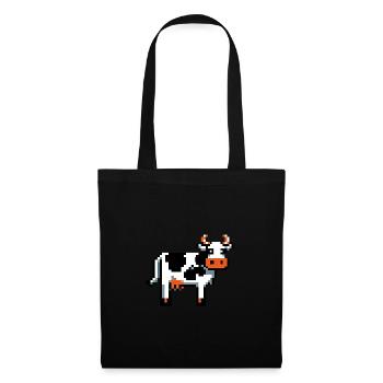 Pixel Cow Retro Pixelgrafik Basic design 2D Pixel - Stoffbeutel - Schwarz - Vorne